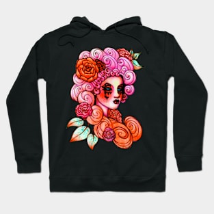 Peachy Pink Curls Lady Hoodie